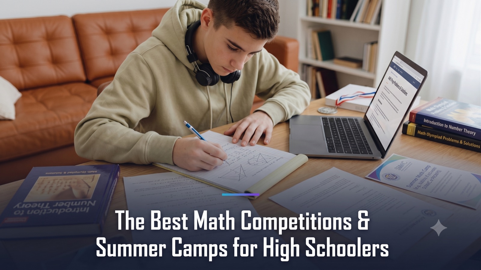 A high schooler working through advanced problems at a math competition