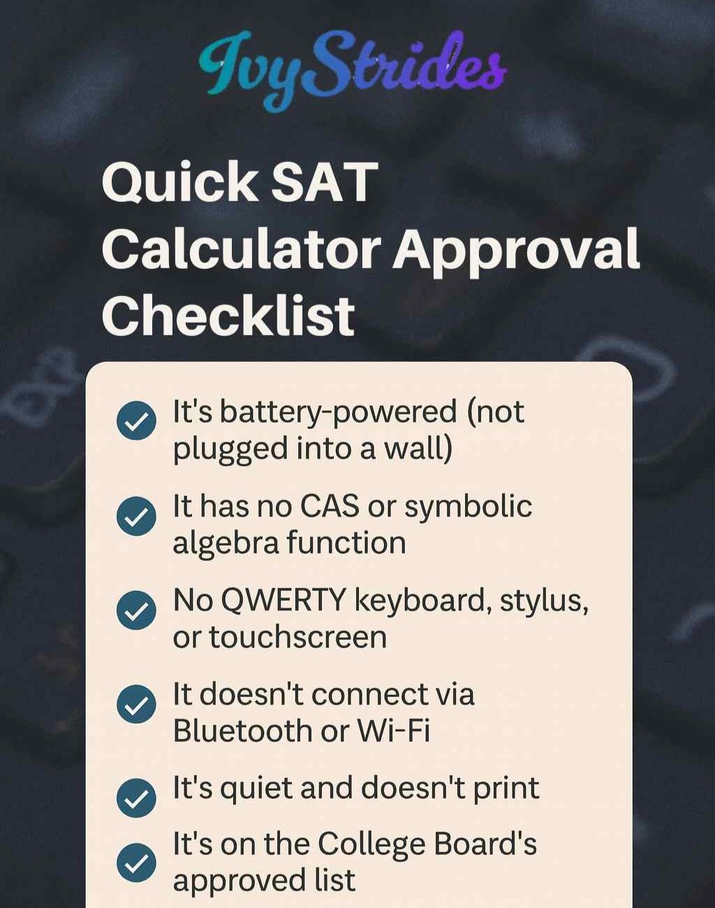 Quick SAT Calculator Approval Checklist