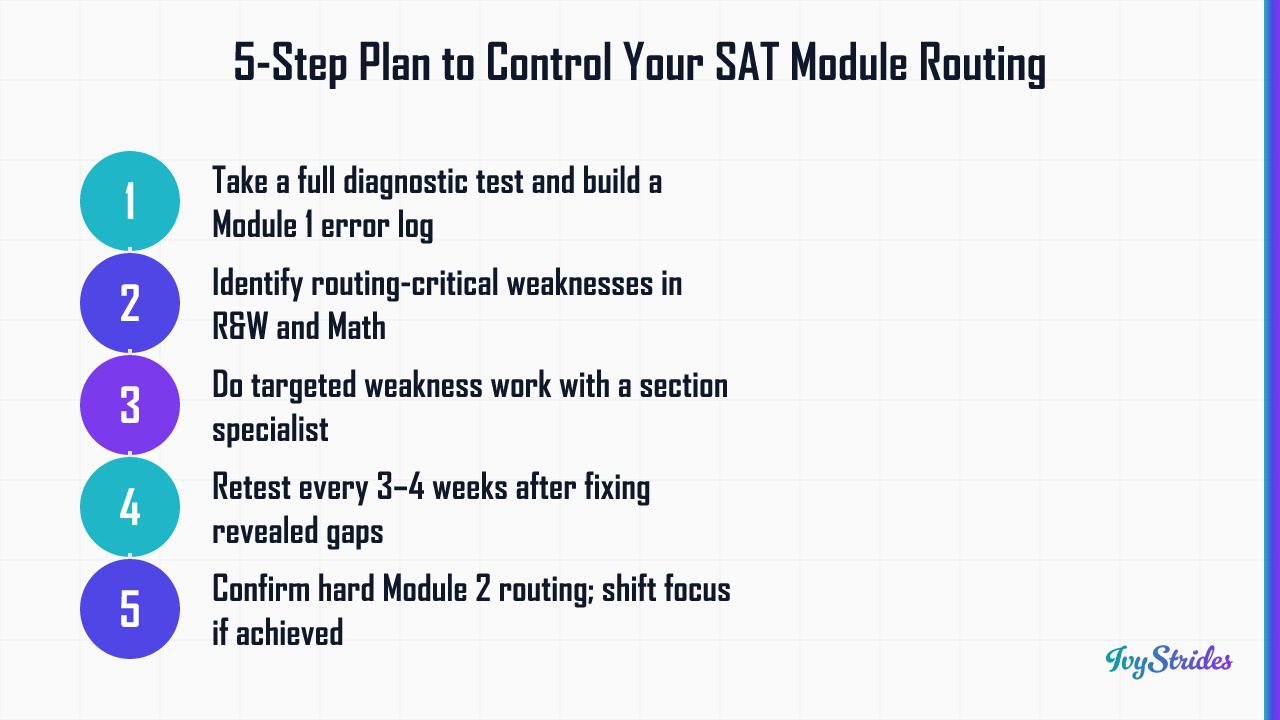 5-step SAT Module 1 preparation process to secure hard Module 2 routing and raise your score ceiling