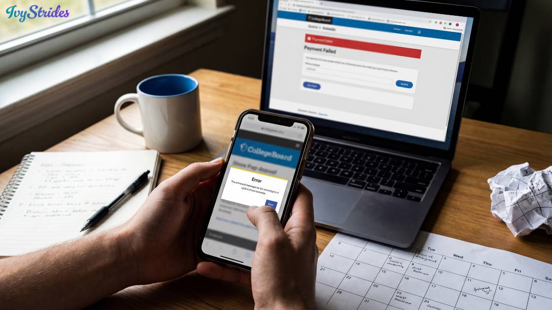Person experiencing an error while trying to cancel SAT registration on a mobile device/