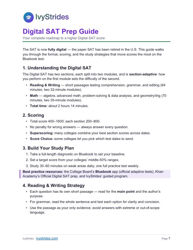 Digital SAT Prep Guide preview